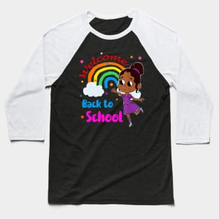 Little Melanin Princess Welcome Back To School Rainbow Girl Baseball T-Shirt